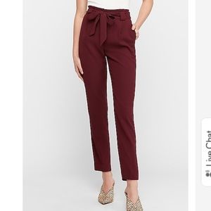 High Waisted Ankle Pant - Burgundy